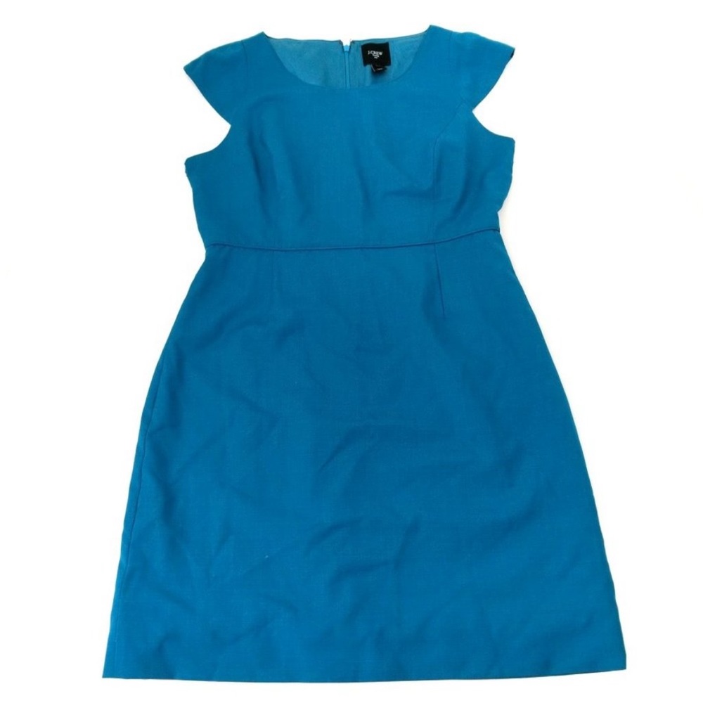J. Crew Teal Turquoise Blue Wool Suit Dress Midi